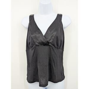 Vintage Eye by Joe’s Black 100% Silk Sleeveless Top Size M Deep V Neck Blouse